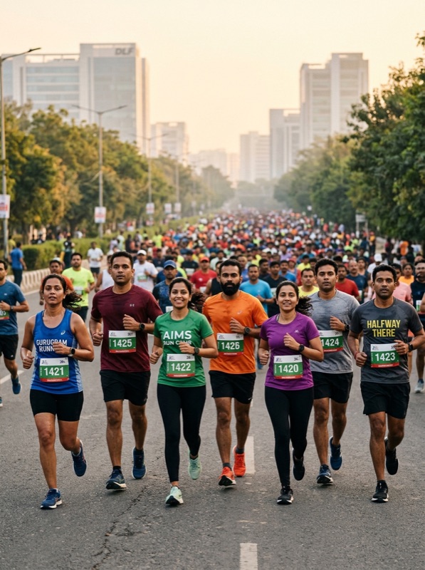 Gurugram Half Marathon runners pacing together
