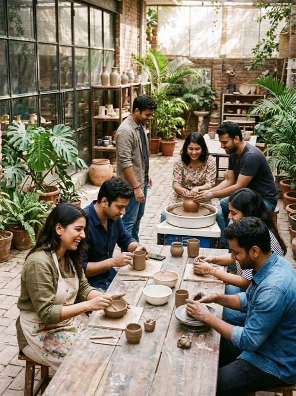 Artisan pottery workshop at Dhan Mill compound
